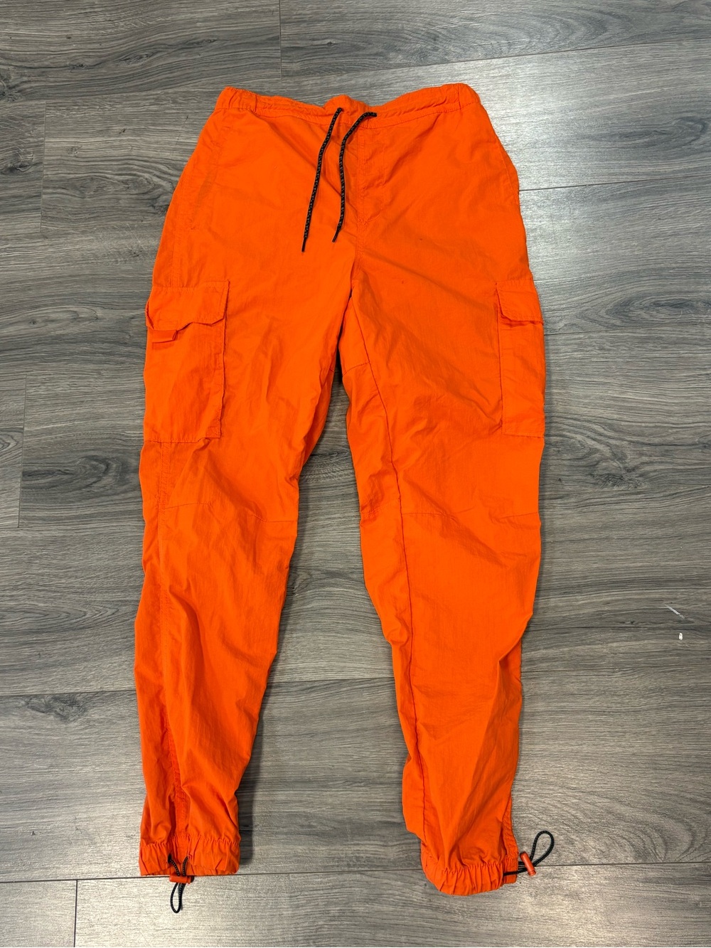 Men's Bright Orange Cargo Joggers with Elastic Hem